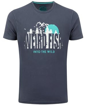 Weird Fish Into The Wild Front Print Graphic T-Shirt Navy Size 2XL