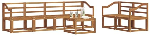 vidaXL Outdoor-Sofagarnitur 7 pcs Natur Massivholz Akazie, Akazienholz Garten-Sofa-Set, Moderne Gartenmöbel, langlebige Couch, schicke Lounge, ergonomisches Design