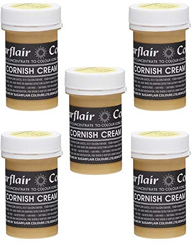 Sugarflair Cornish Cream Pastel Food Colouring Paste, Highly Concentrated for Use with Sugar Pastes, Buttercream, Royal Icing or Cake Mix, Subtle Colour Dye - 25g (Pack of 5)