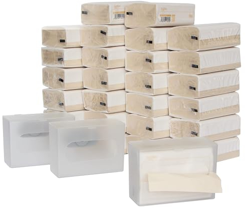 DrDirt Taschentücher aus Bambus umweltfreundlich 27 Packungen+3 Taschentuchbox 3-lagig 110 Blätter pro Packung weich parfümfrei für empfindliche Haut