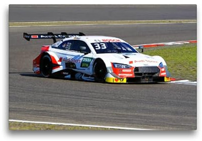Premium Textil-Leinwand 45 x 30 cm Quer-Format Rene Rast, Audi RS5 DTM | Wandbild, HD-Bild auf Keilrahmen, Fertigbild auf hochwertigem Vlies, Leinwanddruck von Tobias Gorges