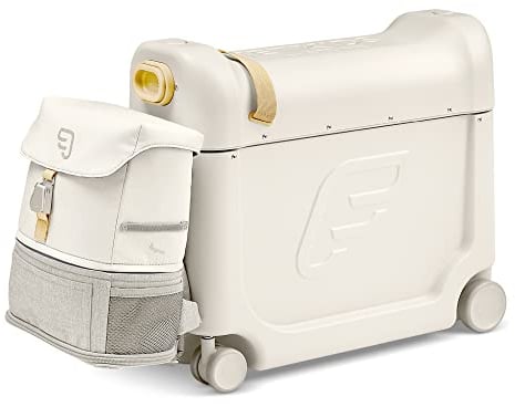Stokke JetKids Reiseset, White - Enthält Aufsitzkoffer & Bordbett + Verstellbares, leichtes & erweiterbares Crew Backpack - Reiseutensilien für Kids - Ideal für Kinder von 3-7 Jahren
