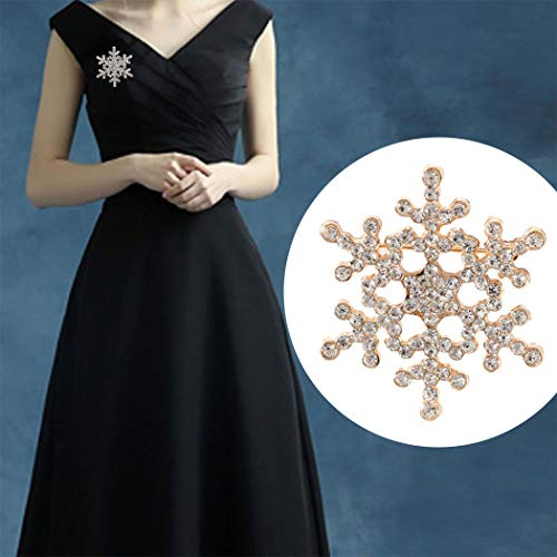 TseenYi Modische Schneeflocken-Brosche mit Strasssteinen, Brosche, Anstecknadel, Weihnachtsschmuck, Geschenke für Männer und Frauen (Gold)