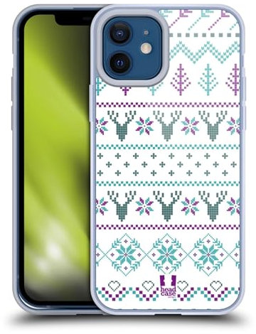 Head Case Designs Blau Und Violett Fair Isle Winter Muster Gelhülle [Militärischer Schutzgrad] Kompatibel Mit Apple iPhone 12 / iPhone 12 Pro Und Kompatibel Mit MagSafe
