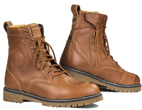 SHIMA Thomson Lady, Scarpe Moto Donna | Rinforzate Stivali Moto Donna in Pelle, Supporto alla Caviglia, Suola Antiscivolo, Impugnatura del Cambio (Marrone, 36)