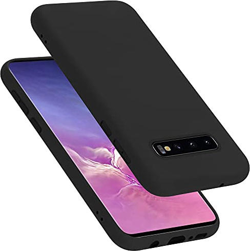 Cadorabo Hülle kompatibel mit Samsung Galaxy S10 Plus Hülle Silikon Handyhülle für Galaxy S10 Plus Case aus flüssigem Silikon- Kratzfeste und stoßfeste dünne TPU Schutzhülle - Liquid SCHWARZ