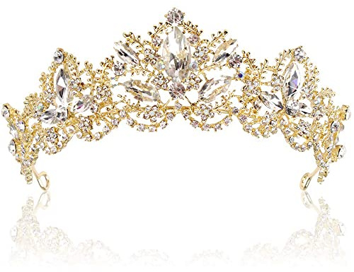 Krone Damen,Prinzessin Krone,Diadem Tiara,Krone Mädchen,Krone Gold Damen Tiara Hochzeit Tiaras und Kronen für Frauen Strass Kristall Königin Tiara für Hochzeit,Festzüge, Geburtstag Party