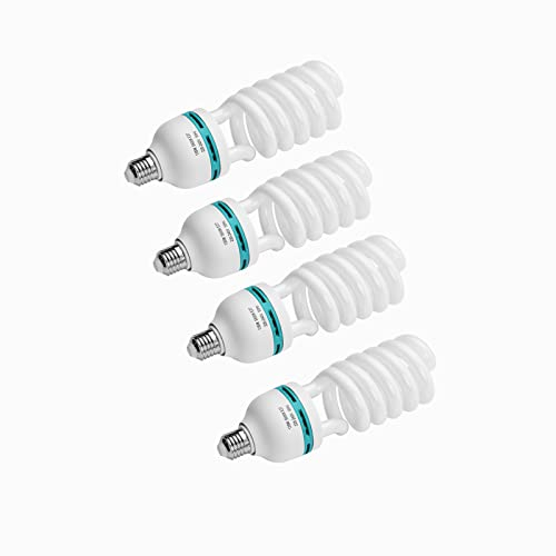 Andoer 4 x Fotolampe 135W 220V, 5500K CRI90 Tageslicht Spirallampe, Energiesparlampe E27 Birne für Fotostudio Studiobeleuchtung Videobeleuchtung