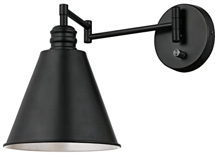 Westinghouse Lighting 6125440 Traditionelle einflammige Schwenkarm-Wandleuchte Trocadero Innenräume mit Ein/Aus-Schalter, Ausführung in Mattschwarz