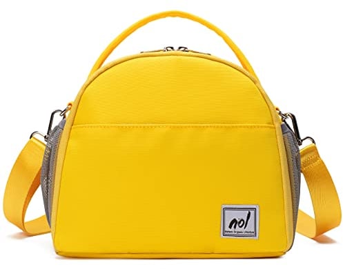 Lunch Bag Insulated Cooler Bag for Women Nylon Waterproof Lightweight Lunch Box Organiser (Yellow)