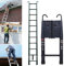 Scaletta Telescopica Alluminio con 2 Ganci, 11 Gradini, 3,2 m Scala Allungabile, Scala Portatile e Leggera, Forte e Stabile, Multiuso, Portata 150 kg, EN131, Nero