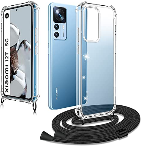 XCYYOO Funda con Cuerda para Xiaomi 12T/12T Pro Carcasa para con Correa Colgante para Llevar en el Cuello Tapa Colgar Movil Cuello Cordones Ajustables Antigolpes Case Funda Xiaomi 12T/12T Pro