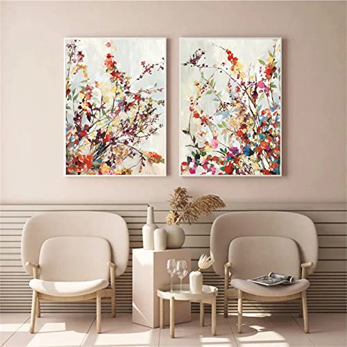 Sarah Duke 2er Poster Set, Premium Aesthetic Bilder Wandbilder, Öl auf Leinwand Blumen Leinwandbilder, Ohne Rahmen, Wandposter Moderne Bilder Wohnzimmer Schlafzimmer (40x60cm)