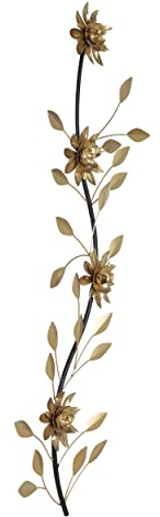 EGLO LIVING Wanddeko Chikuma, Elegantes 3D Wandbild im Blatt-Design, Wandobjekt aus Metall in Messing und Schwarz, Wand Deko für Wohnzimmer und Schlafzimmer, Wanddekoration 30 x 98,5 cm