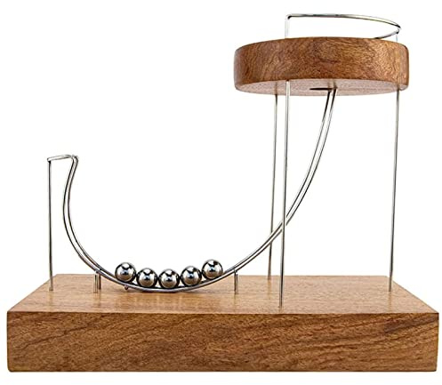 SKaTR Kinetische Kunst. Perpetuum Mobile. Rolling Ball Perpetual Marble Machine, Science Physics Gadget, Holzskulptur Office Home Desk Ornament-Holz, Einheitsgröße,Dynamic