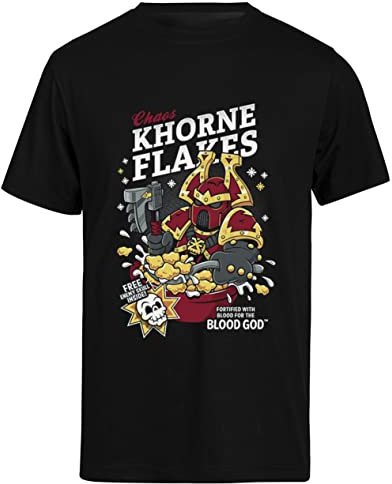 Suzetee Chaos Khorne Flakes Maglietta da Uomo Nera A Maniche Corte