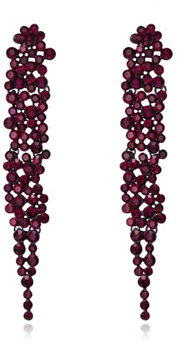 EVER FAITH Statement Ohrringe Strass Kristall Bankett lange Kronleuchter baumeln für Damen Prom Hochzeit Braut Violett-Lila