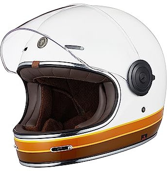 TORC Casco Moto Integral Vintage Cáscara de Fibra de Vidrio con Visera Homologado ECE 22-06