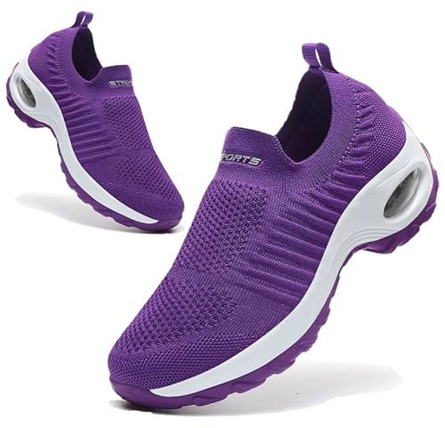Hanani Basket Femme sans Lacets Chaussures de Sport pour Femme Legere Décontractées et Confortables Tendances Violet 42 EU