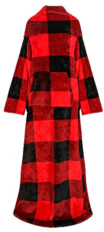JUSHZ Kuscheldecke Flauschig Decke Mit ärmeln Und Kapuze Sofa Decken Blanket Wohndecke Baumwolle Mädchen Jungen Erwachsene Pullover Zweilagige Wärme Tragbar Frühling Herbst Winter (red 3,130X170cm)