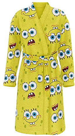 Super Plüsch-Bademantel mit langen Ärmeln, Fleece, mit SpongeBob-Kopf-Design, Einheitsgröße, Schwammgesicht, Einheitsgröße