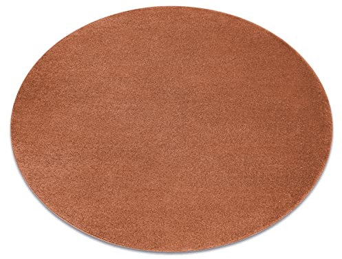 rugsx Teppich Softy terrakotta-rot, runder, glatt, einfarbig, für Zimmer, Wohnzimmer, Schlafzimmer, Kreis 120 cm