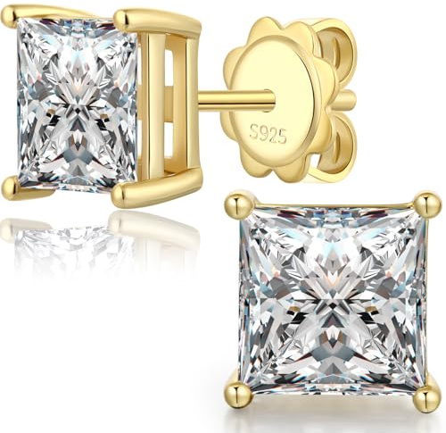 Ohrringe Gold 333 Stecker – Quadratische Diamant Ohrringe für Damen und Herren, 5mm Ohrstecker
