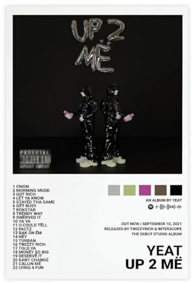 Yeat Up 2 Me Leinwand-Poster, Rapper Album Cover, Moderne Wandkunst für Wohnzimmer Schlafzimmer Schlafsaal Dekoration Geschenk für Teenager Ungerahmt 30x45cm