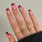 Red Heart Festival Fake Nail Long Square Press on Nails French Tips Nail Art Decoration for Women and Girls Manicure 24pcs