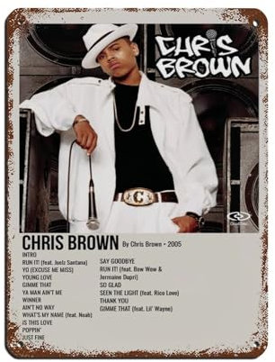 Chris Brown's Album Cover – Chris Brown Poster Retro Poster Metall Blechschild Chic Art Retro Eisen Malerei Bar Menschen Höhle Cafe Familie Garage Poster Wanddekoration 30 x 40 cm