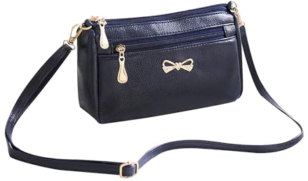 COACOM 1 Stück Damenhandtasche, Damen Kleine Handtasche, Damen Umhängetasche, Leder Umhängetasche, Weich und Langlebig mit Sicherheitstasche (Marineblau)
