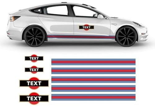 STAR SAM Aufkleber / Aufkleber für das Auto, Martini-Stil, passend für TESLA des Jahres 2019 (Seitenstreifen, Martini Regulär)