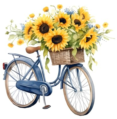 20 Servietten Blumen Fahrrad mit Sonnenblumen als Tischdeko. Papierservietten mit Motiv. Auch für Decoupage und Serviettentechnik 33x33cm
