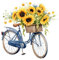 20 Servietten Blumen Fahrrad mit Sonnenblumen als Tischdeko. Papierservietten mit Motiv. Auch für Decoupage und Serviettentechnik 33x33cm