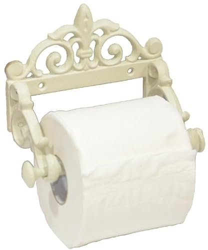 Porte-rouleau de papier toilette en fonte Blanc vieilli 8 x 15 x 7,5 cm