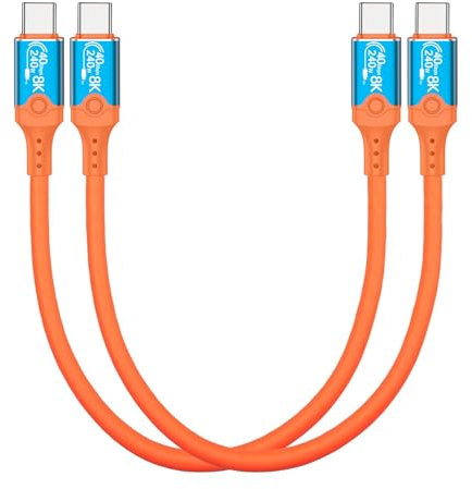 Leehitech 2×0.3M 240W USB C to USB C Cable for Thunderbolt 4 Cable, Support 40Gbps Bidirectional Transmission and 8K@60Hz Display for iPhone 16/15 Series, Macbook, iPad Air/Pro, Samsung Galaxy S24