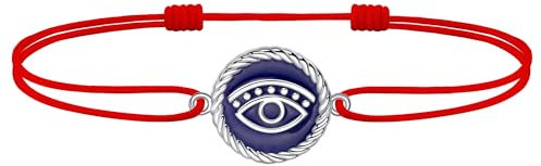 J.Endéar Fußkettchen Damen Böses Auge Silber 925 Wasserdicht Marineblau Surfer Fußkettchen Schnur Rot Fußkette Mädchen Frauen Maritim Strand Schmuck Schutz Amulett Geschenk