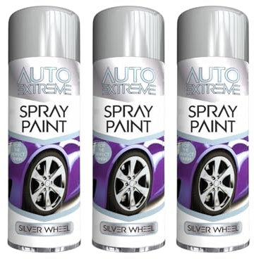 SDMAX All Purpose Silver Wheel Spray Paint, Suitable for Wood, Metal, Plastic, and, Glass Surface, Fast Drying, Easy Application, Interior and Exterior Usage, 250ML (3 Pcs)
