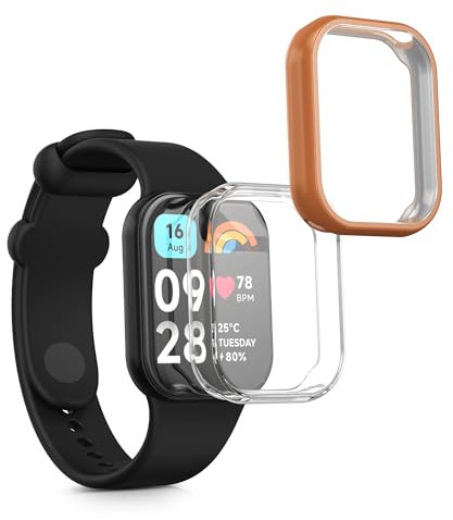 kwmobile Set 2x Custodia Smartwatch Compatibile con Xiaomi Smart Band 8 Pro/Smart Band 9 Pro Cover - Case Silicone Protezione Orologio Fitness trasparente/oro rosa