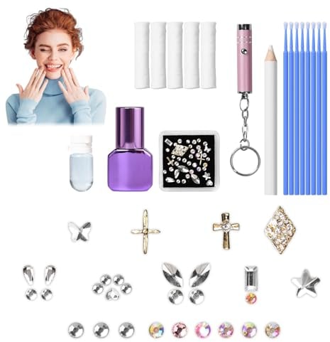 Pumwoy DIY Zahn Edelstein Kit, Zahnschmuck Set mit Kleber, Tooth Gem Kit, Zahnstein Schmuck DIY Zahn Gem Kit Zahnverzierungs für Dekoration Abnehmbare Zahnverzierung