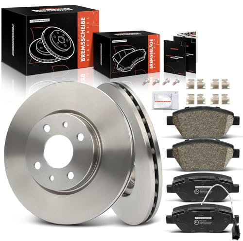 Frankberg 2x Bremsscheiben + 4x Bremsbeläge Vorderachse mit Bremsenschmiermittel Kompatibel mit Mito 955 2008-2018 Fiorino MPV 225 2007-2024 Panda 169 2004-2013 Replace# 46401356