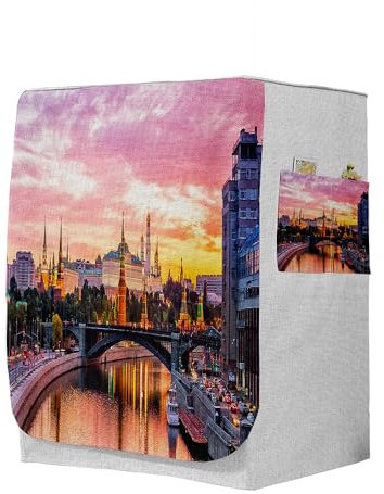 Highdi Housse de Protection pour Machine à Laver, Chargement Frontal Housse La Poussière avec Ouverture Frontale pour Linge Domestique (Capacité L 10.5~12KG,Multicolore 7)