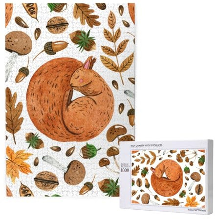 Scoiattolo, Puzzle 1000 pezzi Puzzle in legno Giocattolo Gioco per famiglie Decorazione da parete per adulti Adolescenti
