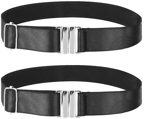 JJUNW 2 Stück Elastische Strumpfband, Verstellbar Oberschenkel Ring Einfach Schwarz Strumpfhalter für Damen und Mädchen, Strumpfhaltergürtel zum Fixieren von Overknee-Socken