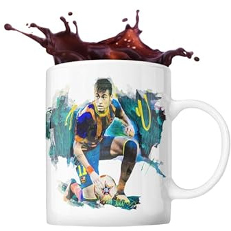 ICONS MERCH Neymar Jr Tasse Kaffee Tee Trinkbecher 325 ml Keramik Merchandise Fußball Geschenke Sidney Maurer Kunstwerk Weiß, weiß, One size