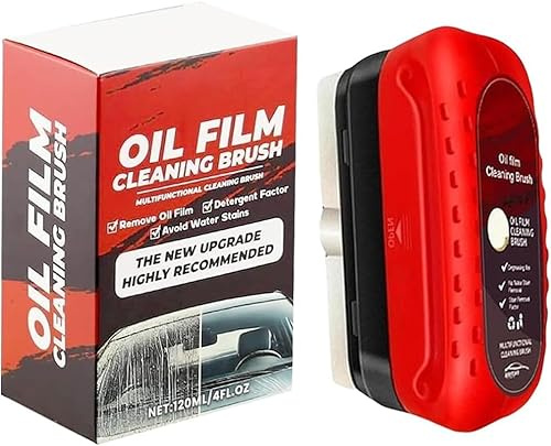 Automotive Oil Film Cleaning Brush, 120ml Car Glass Oil Film Cleaner, Anti-Rain Fog Car Glass Cleaner, Car Windshield Cleaner for Improved Clarity and Visibility (1)