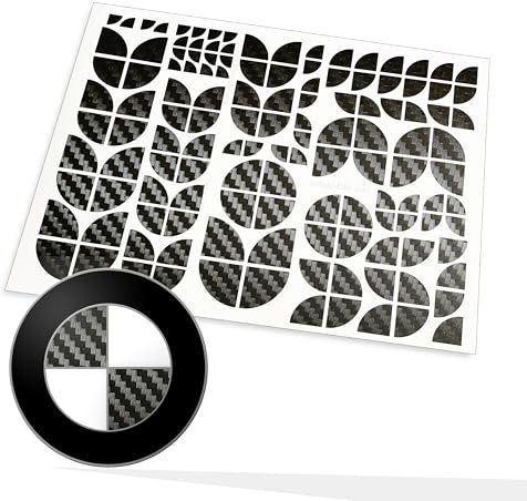 Aufkleber passend für BMW Zeichen Emblem Logo am Auto oder Motorrad 130 tlg. (3D Carbon schwarz)