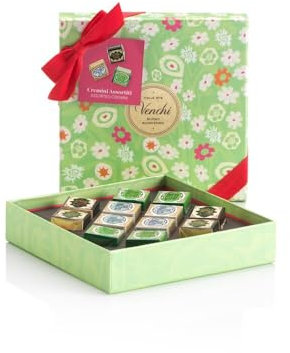 Venchi - Cofanetto con 12 Cioccolatini Cremini Assortiti, Gusto Cremino 1878, Pistacchio e Extra Fondente, Senza Glutine, Scatola Regalo Collezione Primavera da 127 gr, Idea Regalo