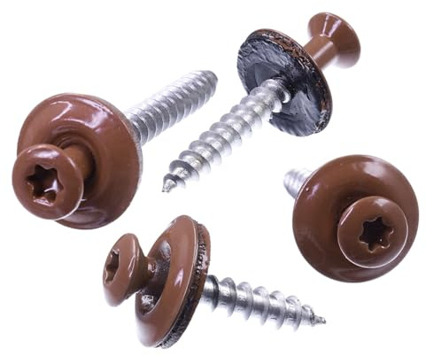SECCARO - Vis pour couvreur, 4,5 x 70 mm, RAL 8004 marron cuivré, en acier inoxydable A2, rondelle d'étanchéité EPDM 15 mm, TX/hexagone encastré, 50 pièces