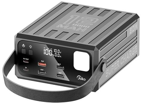 KONFULON Powerbank 120000mAh (444Wh, ca. 372Wh nutzbar) – 30W Schnellladefunktion, 5 Ausgänge (USB‑C PD & USB‑A), LED‑Display & Taschenlampe – Für Smartphone, Tablet, Camping, Outdoor & Notfälle